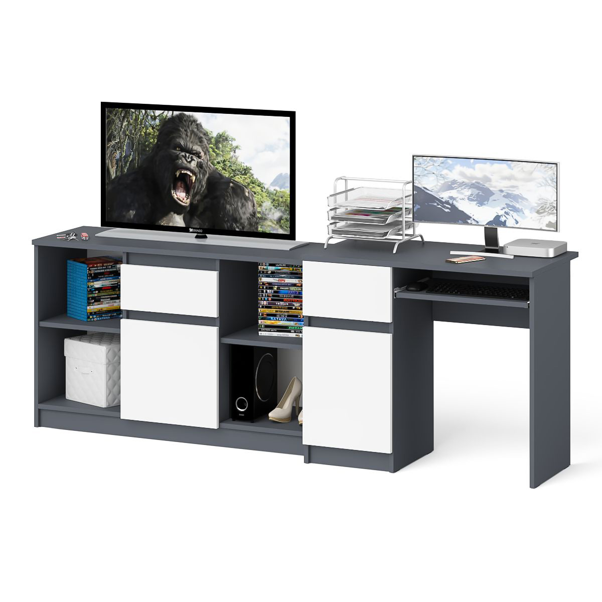 Стол компьютерный СВК Мори МС-1 левый + Тумба МТВ1204.1