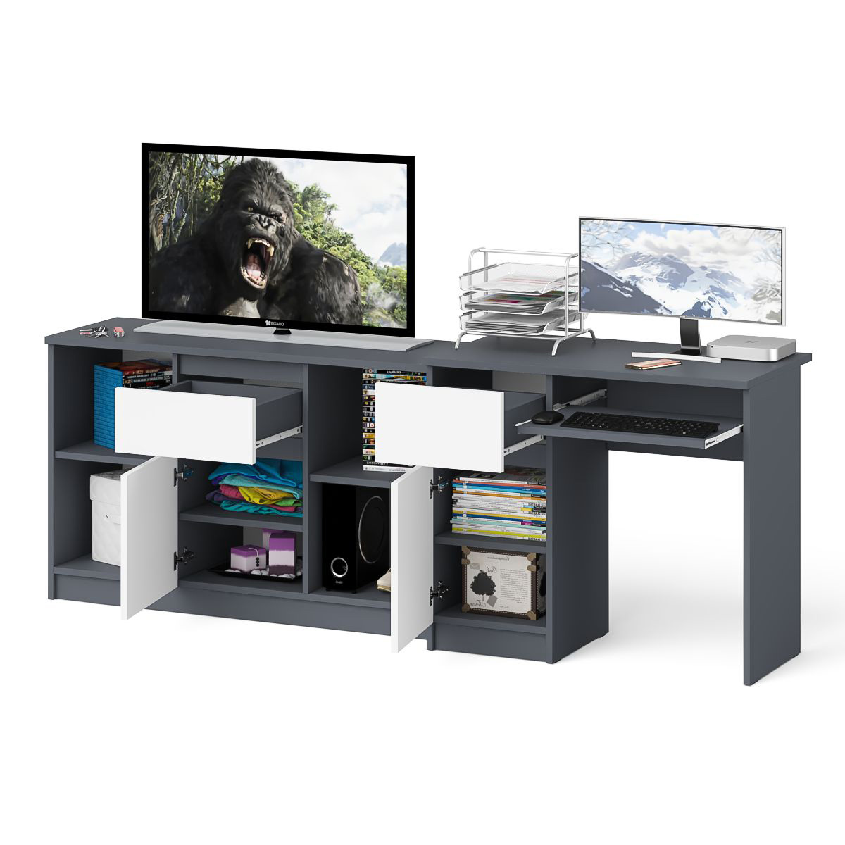 Стол компьютерный СВК Мори МС-1 левый + Тумба МТВ1204.1