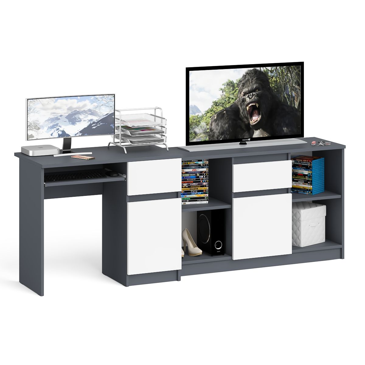 Стол компьютерный СВК Мори МС-1 правый + Тумба МТВ1204.1