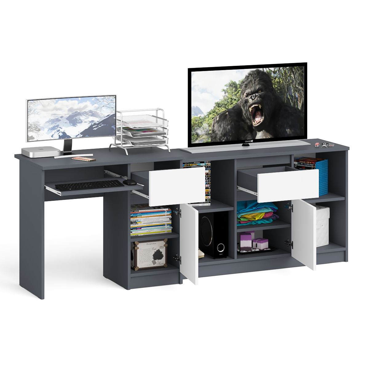 Стол компьютерный СВК Мори МС-1 правый + Тумба МТВ1204.1