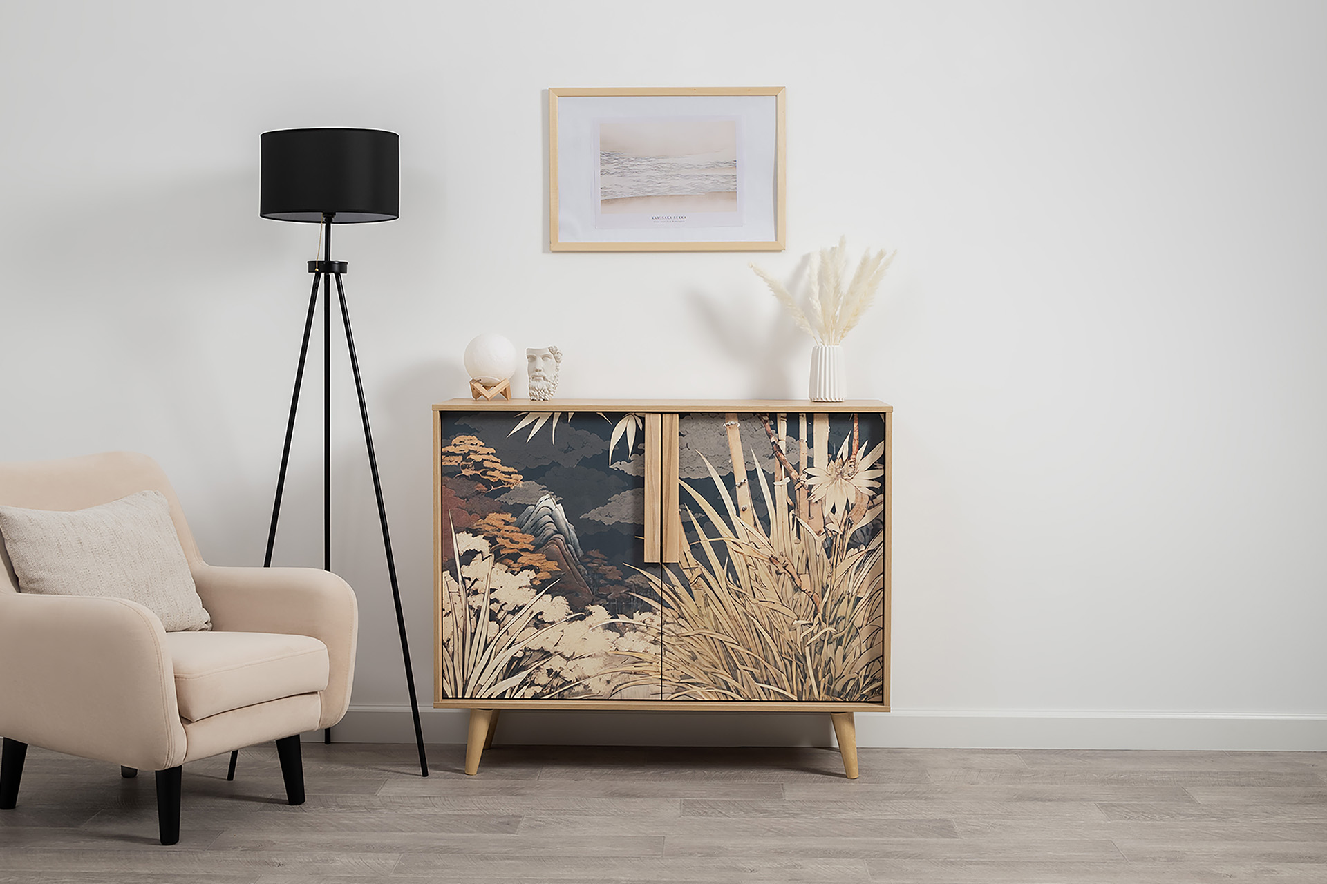 Комод Моби Току 16.230.04 Гикори Рокфорд Натуральный KO86 PW Белый PE шагрень