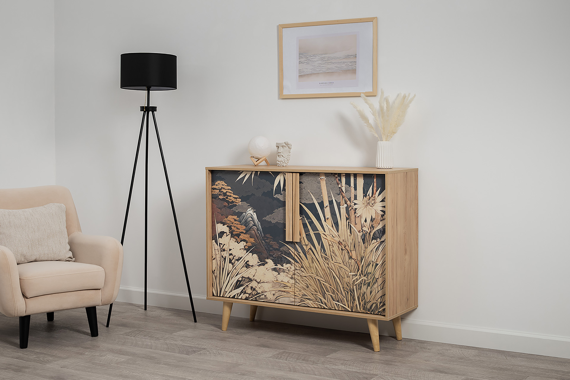 Комод Моби Току 16.230.04 Гикори Рокфорд Натуральный KO86 PW Белый PE шагрень