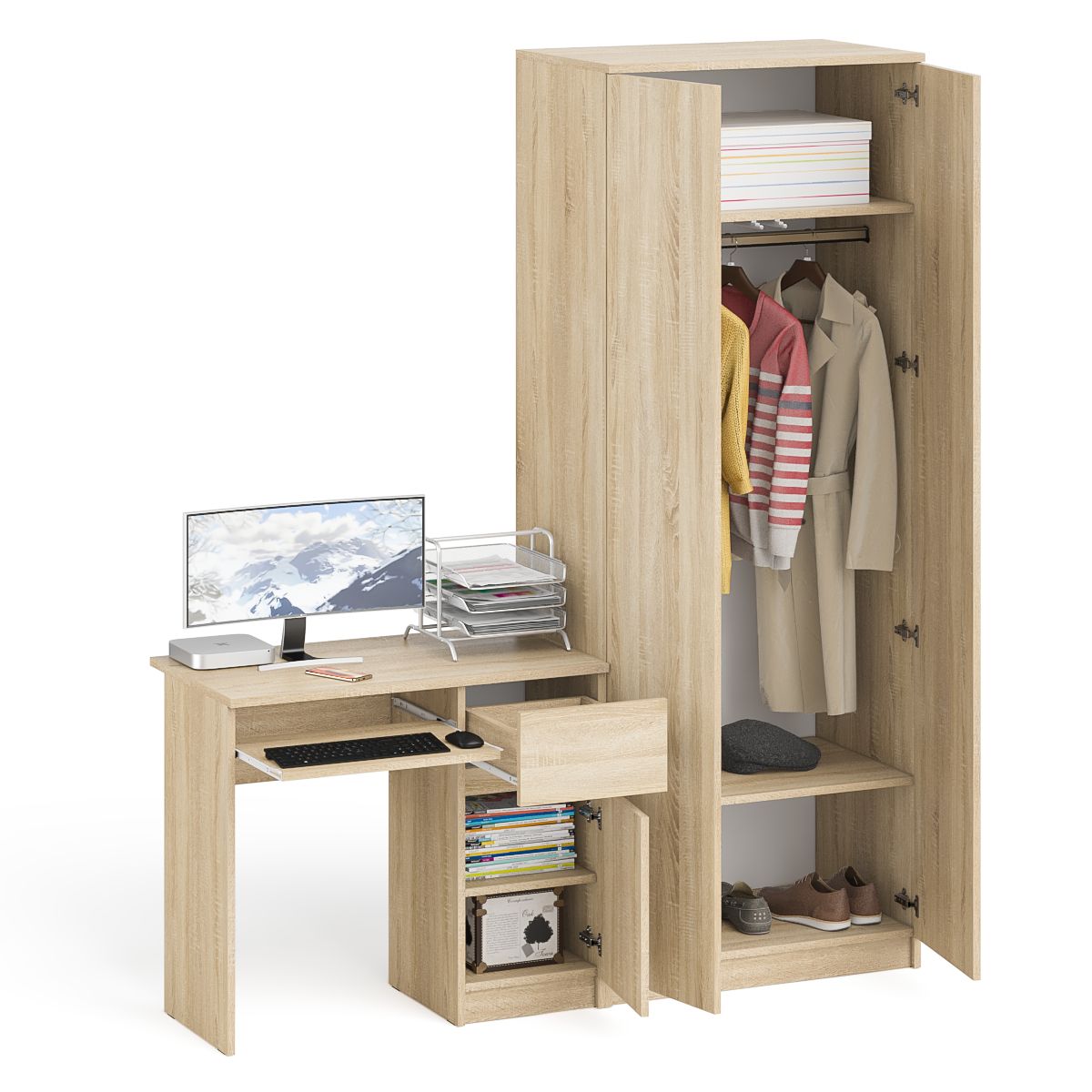 Стол компьютерный СВК Мори МС-1 правый + Шкаф МШ800.1