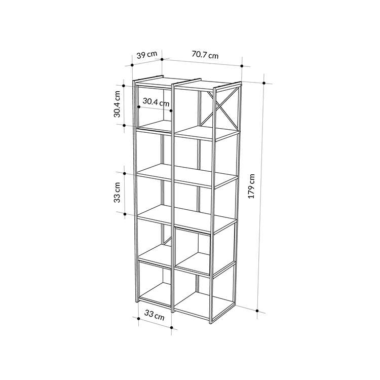Стеллаж прямой Леве (Стеллаж прямой LEVE VALE MIDI BOOKCASE)