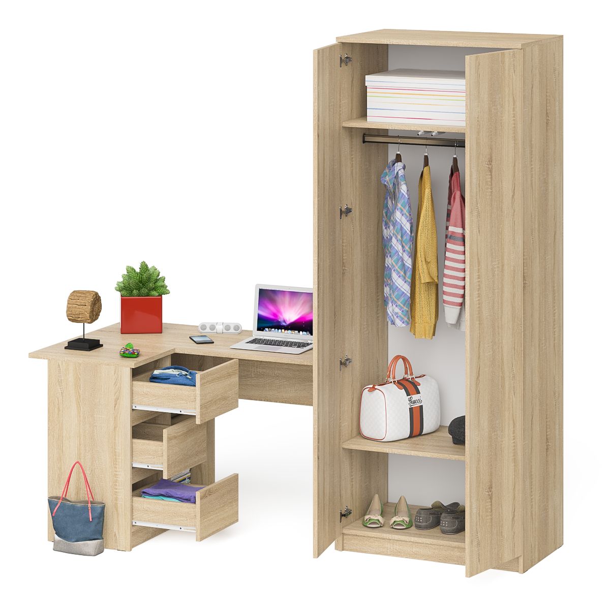 Стол компьютерный СВК Мори МС-16 левый + Шкаф МШ800.1