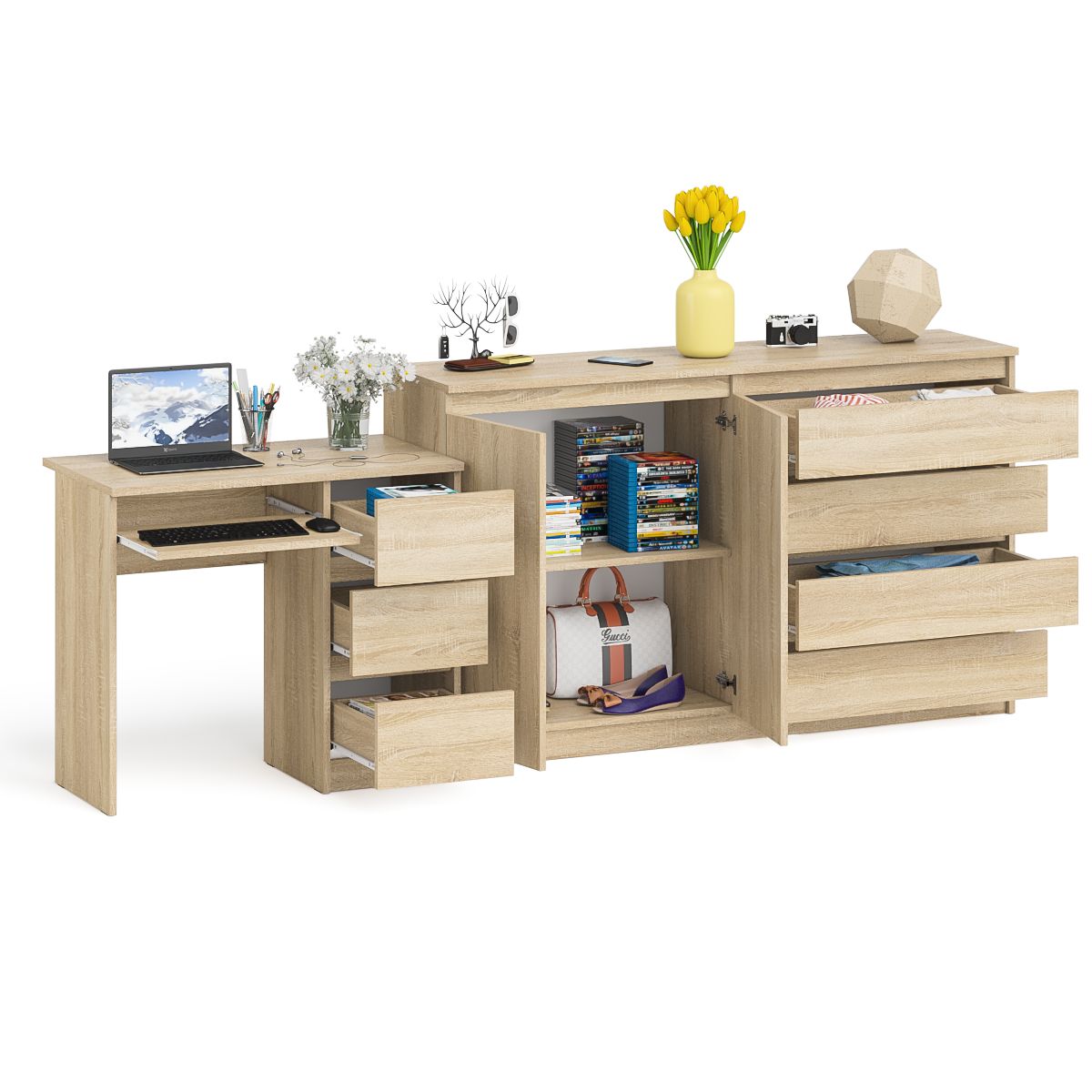 Стол компьютерный СВК Мори МС-6 правый + Комод МК1600.1