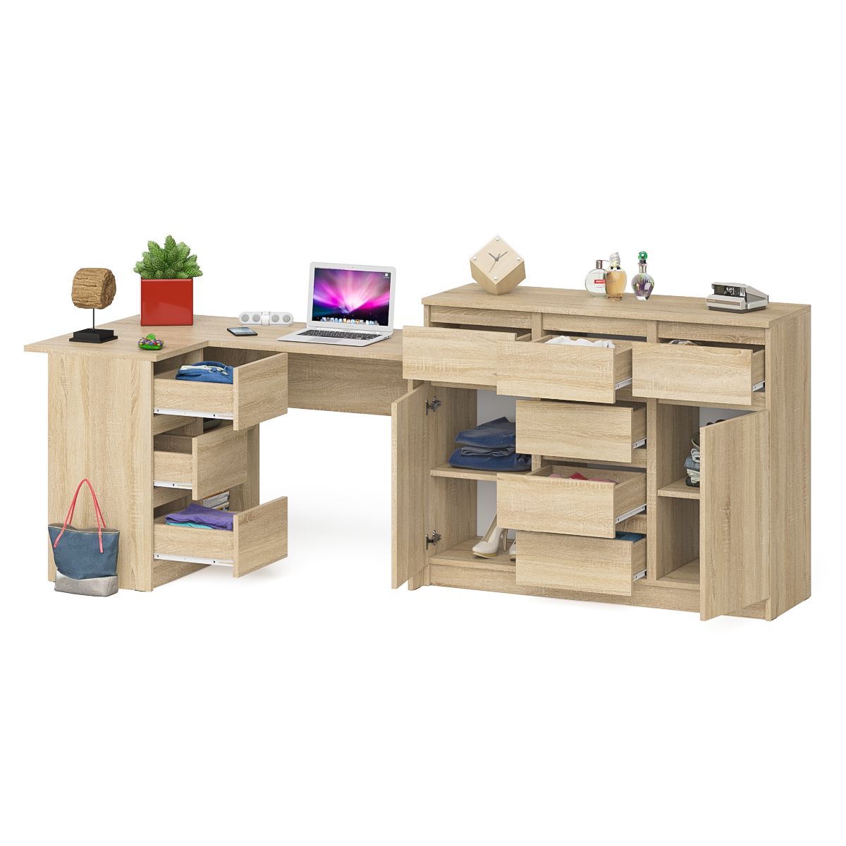 Стол компьютерный СВК Мори МС-16 левый + Комод МК1200.4