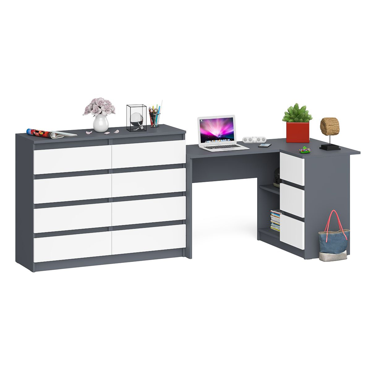 Стол компьютерный СВК Мори МС-16 правый + Комод МК1200.8