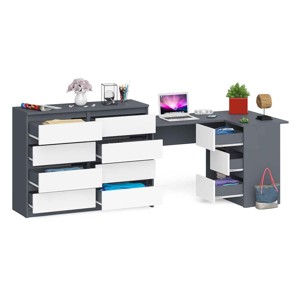 Стол компьютерный СВК Мори МС-16 правый + Комод МК1200.8