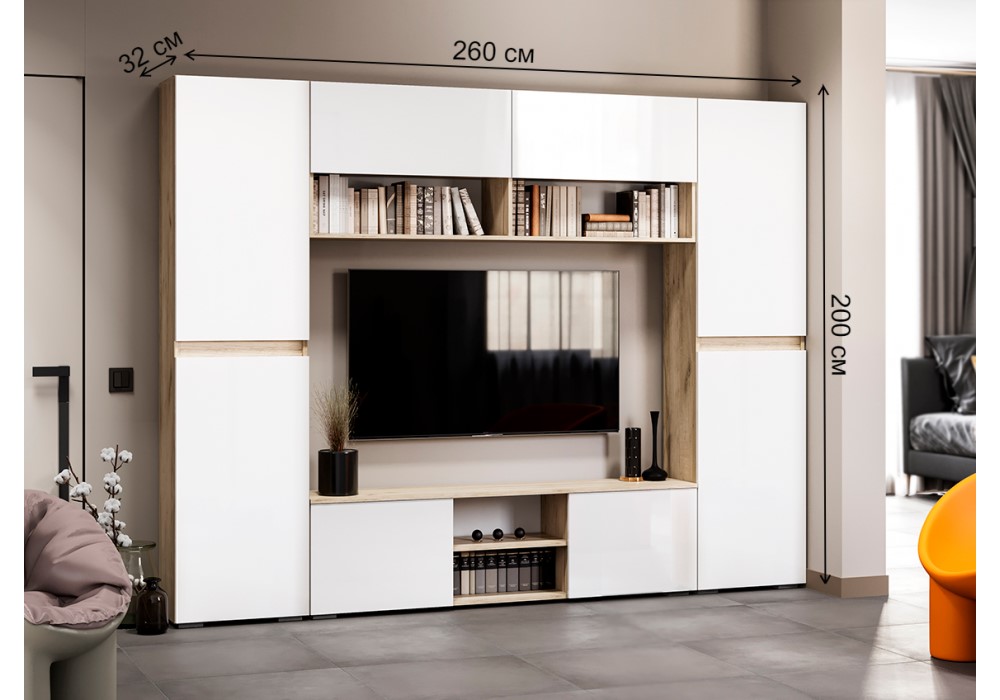 Модульная гостиная Woodville Алетра комплектация 3