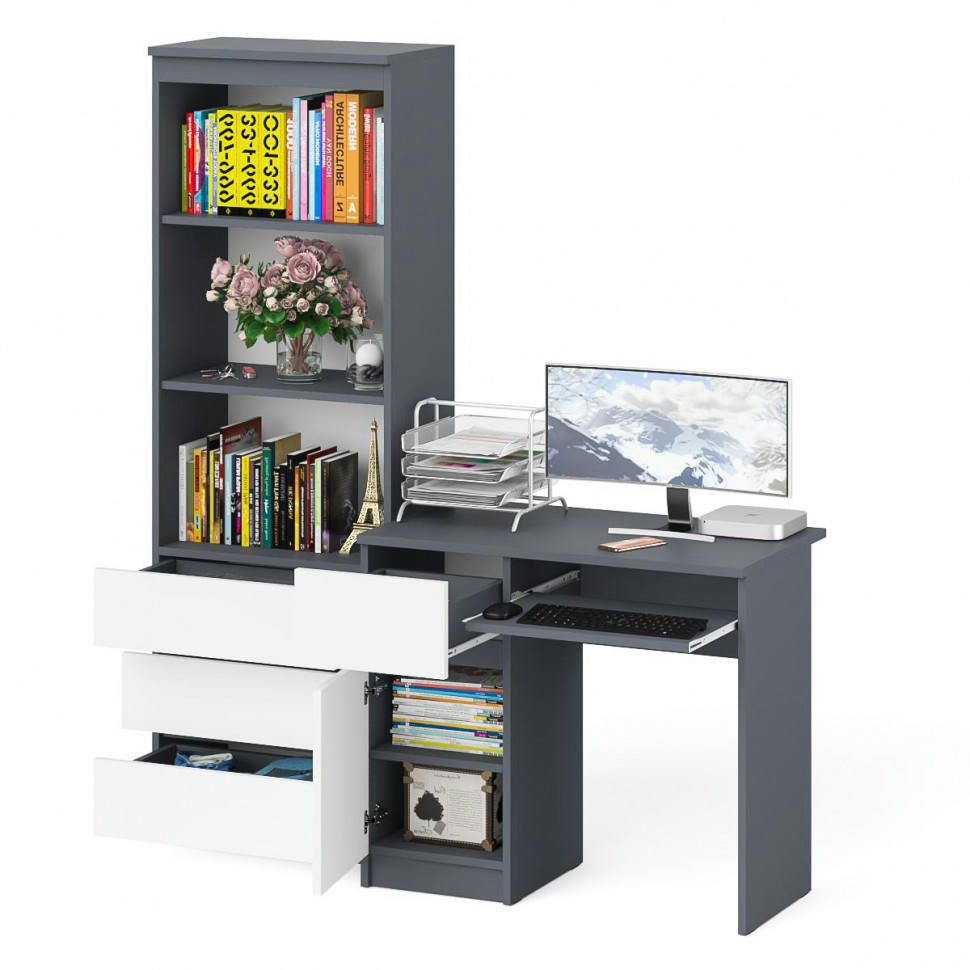 Стол компьютерный СВК Мори МС-1 левый + Стеллаж МСТ600.3