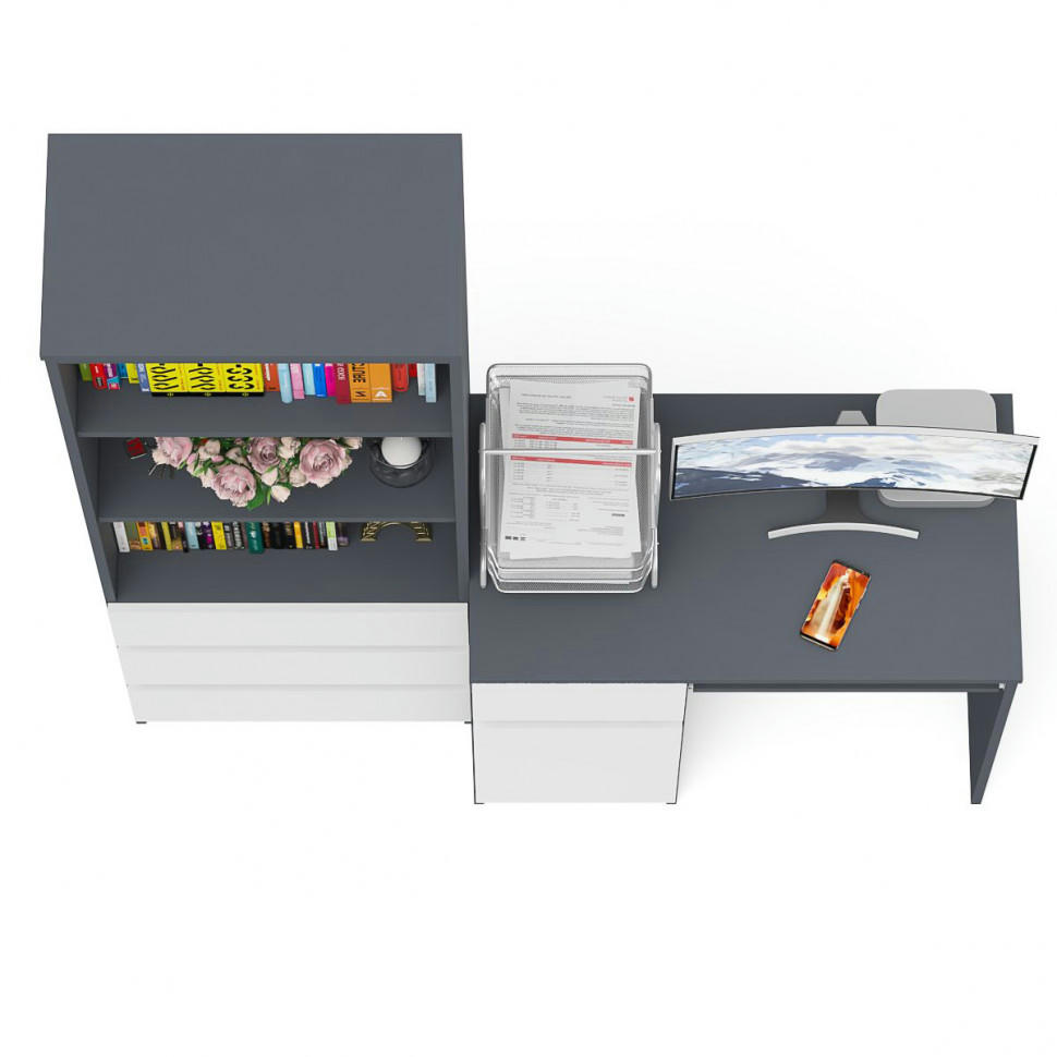 Стол компьютерный СВК Мори МС-1 левый + Стеллаж МСТ600.3