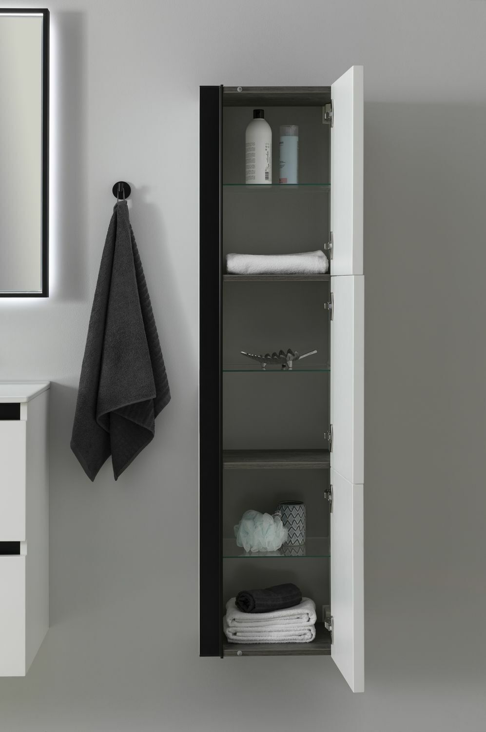 Шкаф-пенал для ванной De Aqua Ариетта New 40 R с зеркалом