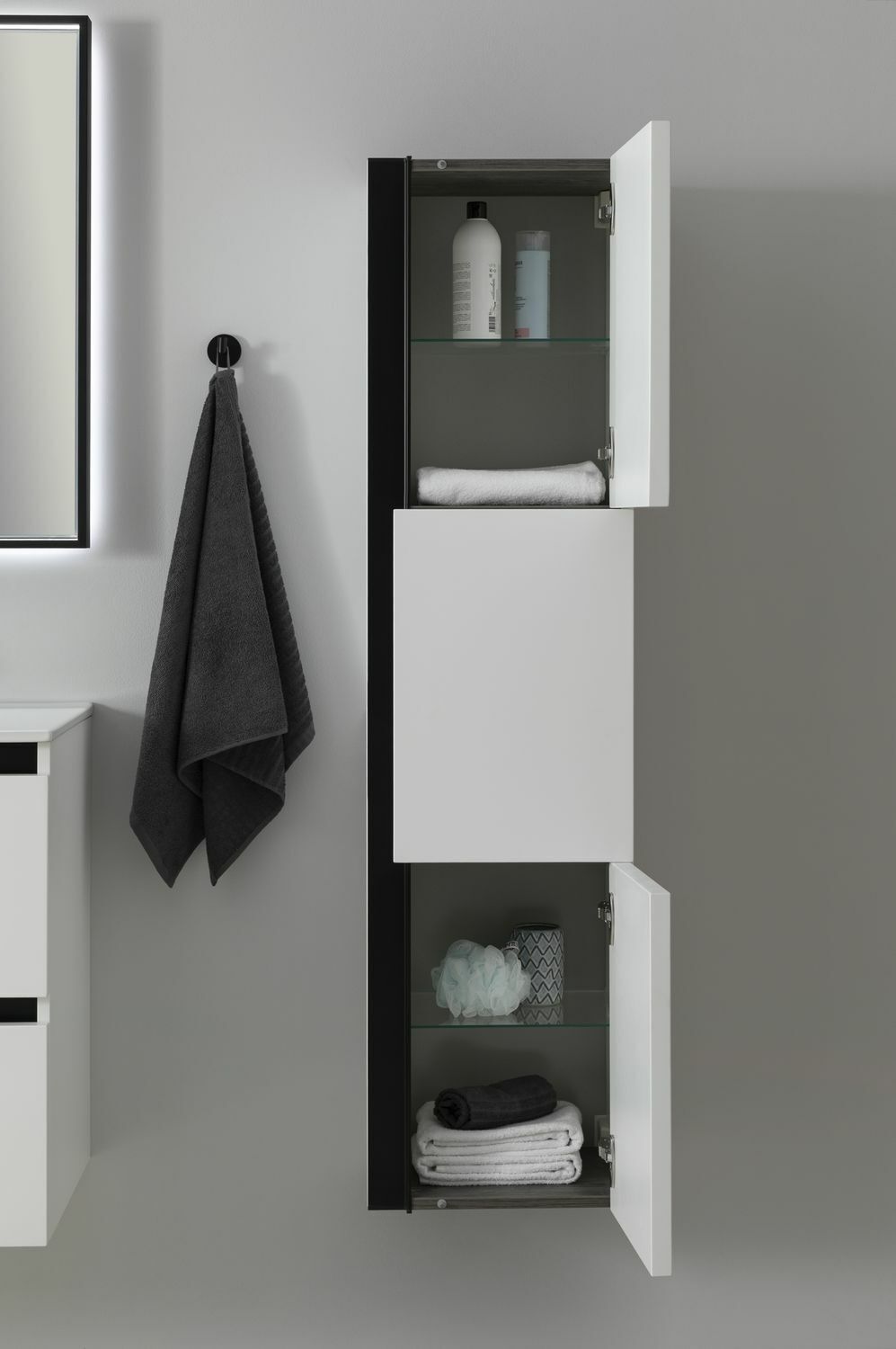 Шкаф-пенал для ванной De Aqua Ариетта New 40 R с зеркалом