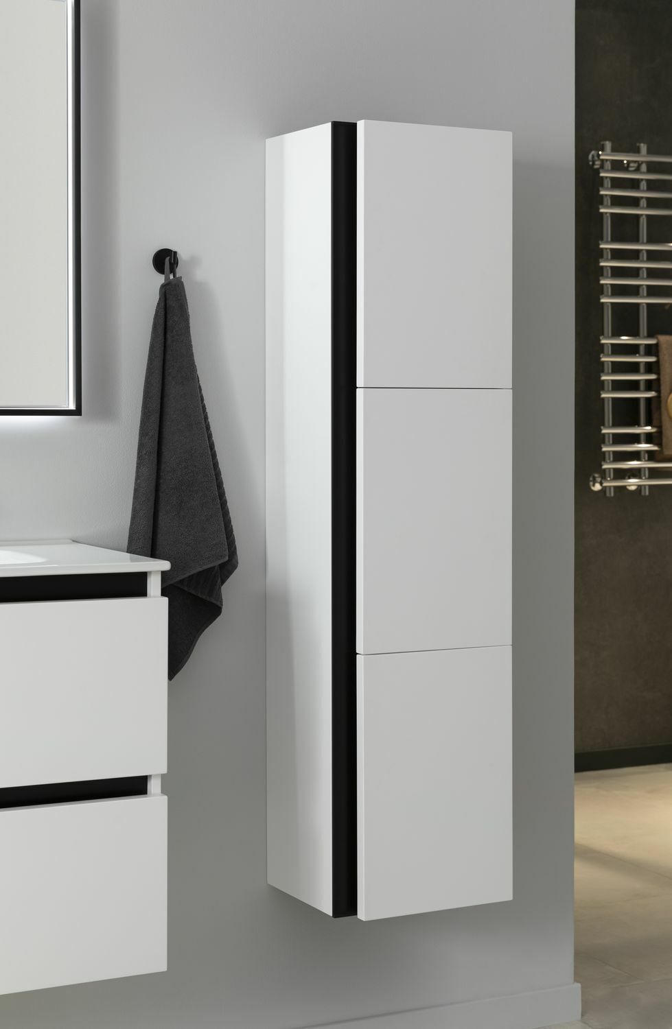 Шкаф-пенал для ванной De Aqua Ариетта New 40 R с зеркалом