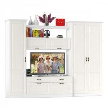 Гостиная Mobi Ливерпуль набор мебели 8 Пенал + Тумба + Шкаф навесной + Полка + Шкаф для одежды + Карниз 500 + Карниз 1000