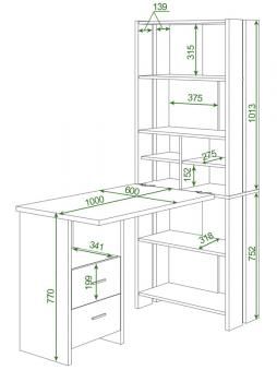 Стол-стеллаж Мэрдэс СТЛ-ОВХ+С100Р с тумбой и скругленными углами