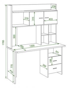 Компьютерный стол Мэрдэс СКЛ-Прям130+НКЛХ-130 с надстройкой