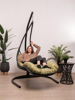 Подвесное кресло M-group ЛЕЖАЧЕЕ с ротангом черное