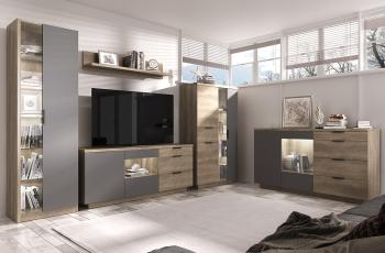 Шкаф с витриной Анрэкс BRYCE 1V2D1S