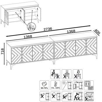 Тумба под ТВ Mobi Муар 13.261.02 + 13.261.02