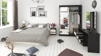 Спальня СВК Сакура № 5 Стол косметический + Кровать 1800 + две тумбы + Шкаф-купе 1500