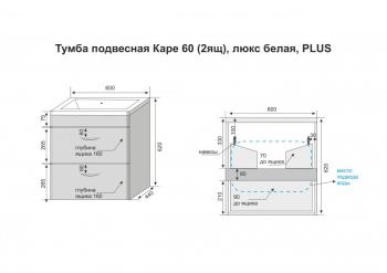 Тумба подвесная Style Line Каре 60 (2 ящ.) + Умывальник Каре Люкс 600х450