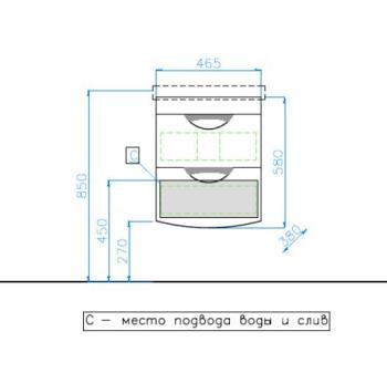 Тумба подвесная Style Line Жасмин 2 (2 ящ.) + Умывальник СОМО 50
