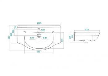 Тумба с раковиной Style Line Ирис 100 (3 ящ.) + Умывальник Эльбрус 100