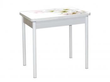 Бетон белый Цветы 029 / опора круглая муар белый