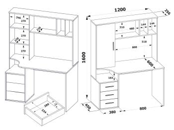 Стол компьютерный Сокол КСТ-16 с тумбой и надстройкой
