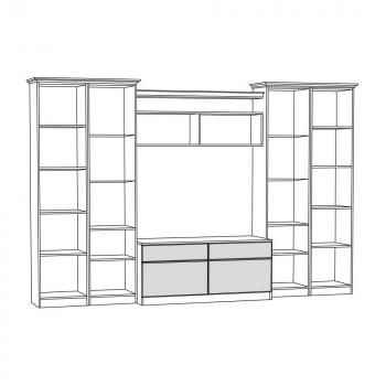 Набор мебели для гостиной Mobi Ливерпуль 3 Пенал 2шт + Витрина 2шт + Тумба + Шкаф навесной + Полка + Карниз 1000 2шт