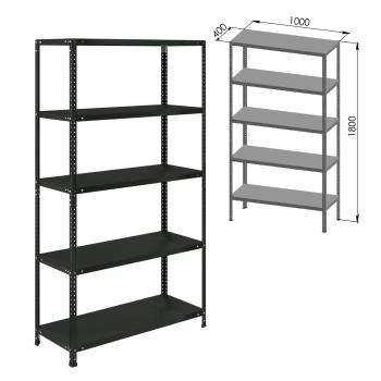 Стеллаж металлический Brabix ГРАФИТ MS KD-180/40-5