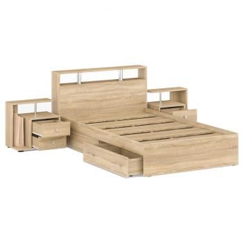 Кровать с ящиками СВК Камелия 1400 + две тумбы