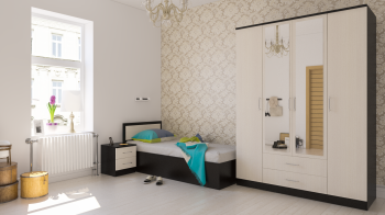 Спальня СВК Фиеста № 2 Кровать 0900 + Тумба + Шкаф 4-х створчатый