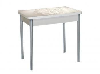 Дуб молочный Цветы 019 / опора круглая серебристый металлик