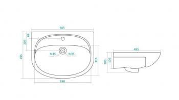 Тумба с раковиной Style Line Ирис 65 (3 ящ.) + Умывальник Стелла 65