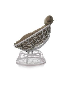 Кресло M-group ПАПАСАН пружинка мини с ротангом белое