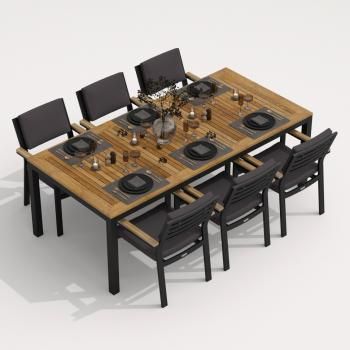 Обеденная группа Ideal Patio TELLA BONTA - стол тик 200/каркас карбон