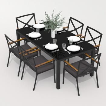 Обеденная группа Ideal Patio CANA FESTA - стол стекло 180/каркас карбон