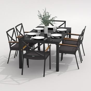 Обеденная группа Ideal Patio CANA FESTA - стол стекло 180/каркас карбон