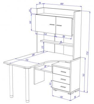 Стол компьютерный Мэрдэс СР-133-150 с надстройкой Правый