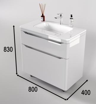 Тумба напольная Style Line Марелла 90 (2 ящ.) + Умывальник Марелла Люкс 900х400