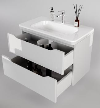 Тумба подвесная Style Line Марелла 80 (2 ящ.) + Умывальник Марелла Люкс 800х400