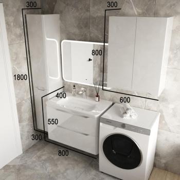 Тумба подвесная Style Line Марелла 80 (2 ящ.) + Умывальник Марелла Люкс 800х400