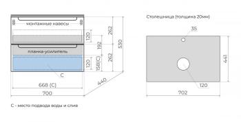 Тумба подвесная Style Line Бали 70 2 ящика со столешницей