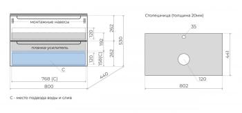 Тумба подвесная Style Line Бали 80 2 ящика со столешницей