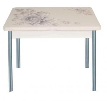 Дуб молочный Кофейные цветы / опора круглая серебристый металлик