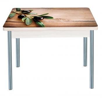 Дуб молочный Маслины / опора круглая серебристый металлик