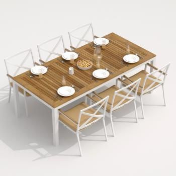 Обеденная группа Ideal Patio TELLA FESTA - стол тик 200/каркас белый